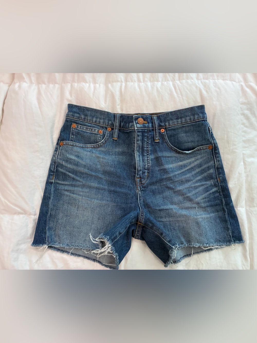 Madewell Blue Distressed‎ Denim Cutoff Shorts